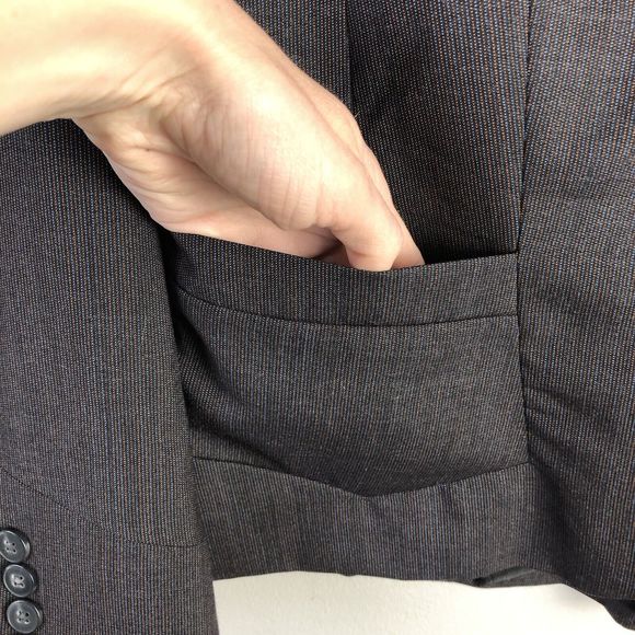 Pendleton Suit Jacket Womens 12 Petite 100% Virgin Wool Button Front Blazer Gray - Picture 5 of 13